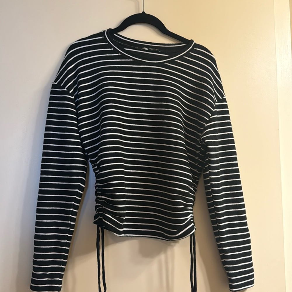 Black and white stripped roached Zara sweater